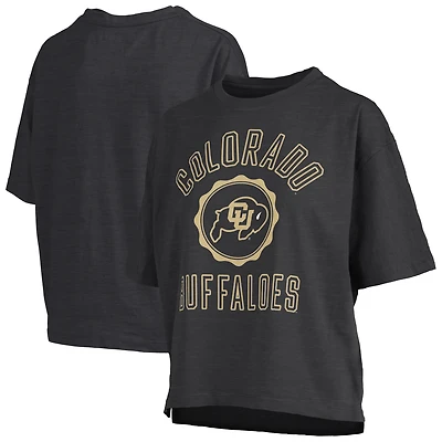 Women's Pressbox Black Colorado Buffaloes Motley Crew Bishop Waist Length Oversized Slub T-Shirt