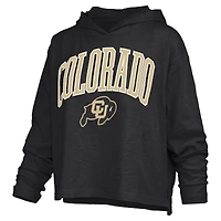 T-shirt à capuche manches longues Pressbox Black Colorado Buffaloes Nelson Arch Over Logo pour femmes
