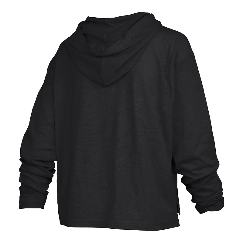 Women's Pressbox Black Colorado Buffaloes Nelson Arch Over Logo Long Sleeve Hooded Slub T-Shirt