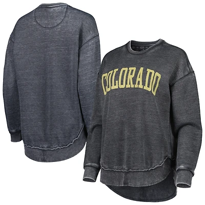 Women's Pressbox Black Colorado Buffaloes Vintage Wash Pullover Sweatshirt