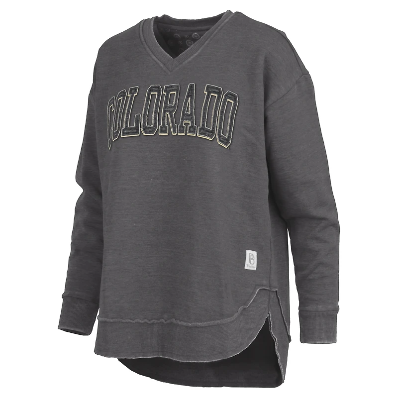Sweat-shirt à col en V Westin Poncho Colorado Buffaloes Pressbox Black pour femme