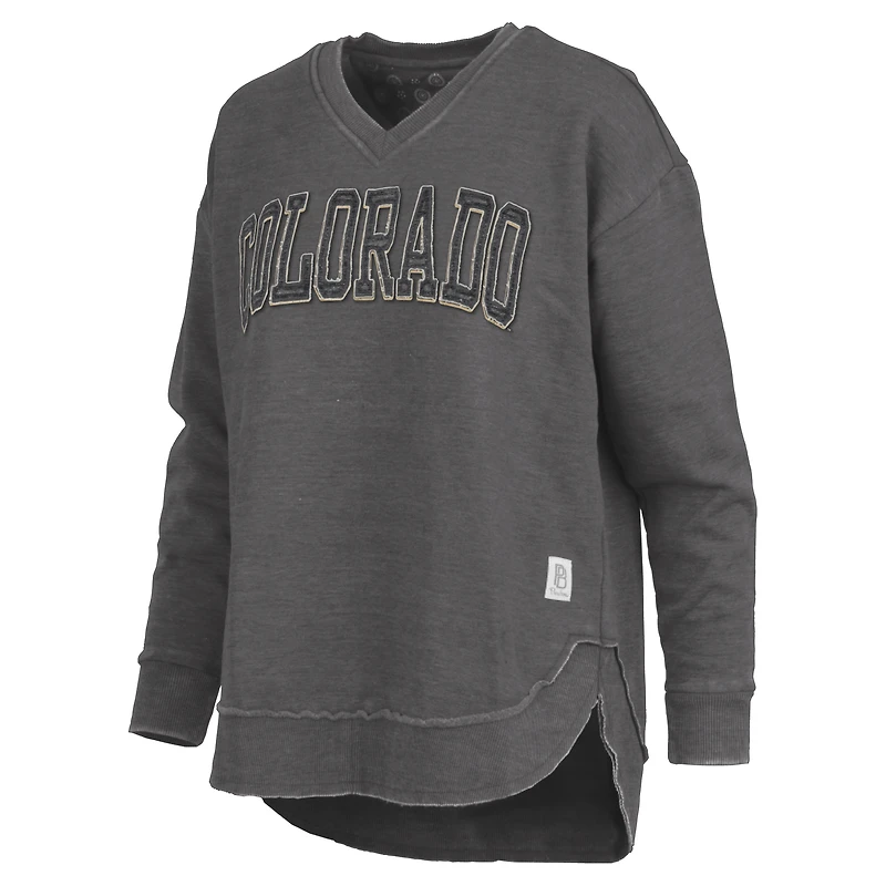 Women's Pressbox Black Colorado Buffaloes Westin Poncho V-Neck Pullover Sweatshirt