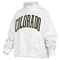 Women's Pressbox  White Colorado Buffaloes Camo Mock Neck Sweatshirt