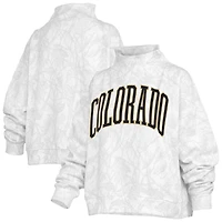 Women's Pressbox  White Colorado Buffaloes Camo Mock Neck Sweatshirt