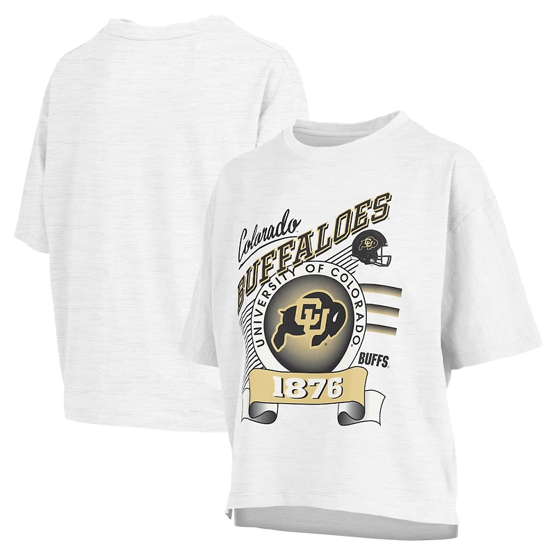 T-shirt blanc Rock & Roll Slub pour femme de la Pressbox Colorado Buffaloes