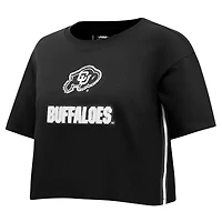 Women's Pro Standard Black Colorado Buffaloes Rhinestone & Pearl Boxy Cropped T-Shirt