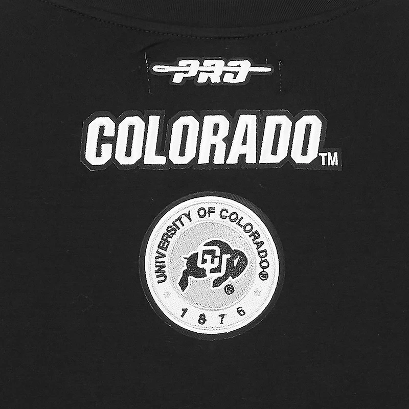 Women's Pro Standard Black Colorado Buffaloes Rhinestone & Pearl Boxy Cropped T-Shirt
