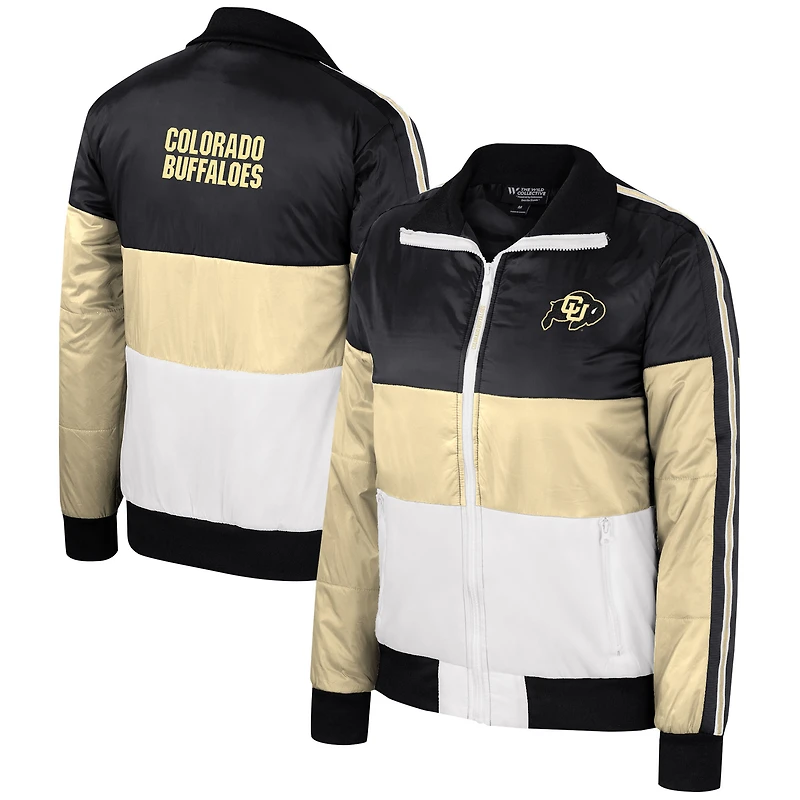 Women's The Wild Collective  Gold Colorado Buffaloes Color-Block Puffer Full-Zip Jacket