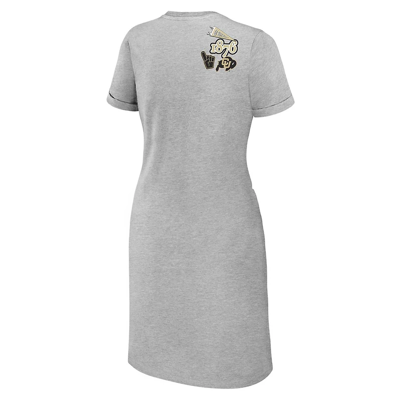 Robe t-shirt nouée pour femme WEAR by Erin Andrews Heather Grey Colorado Buffaloes