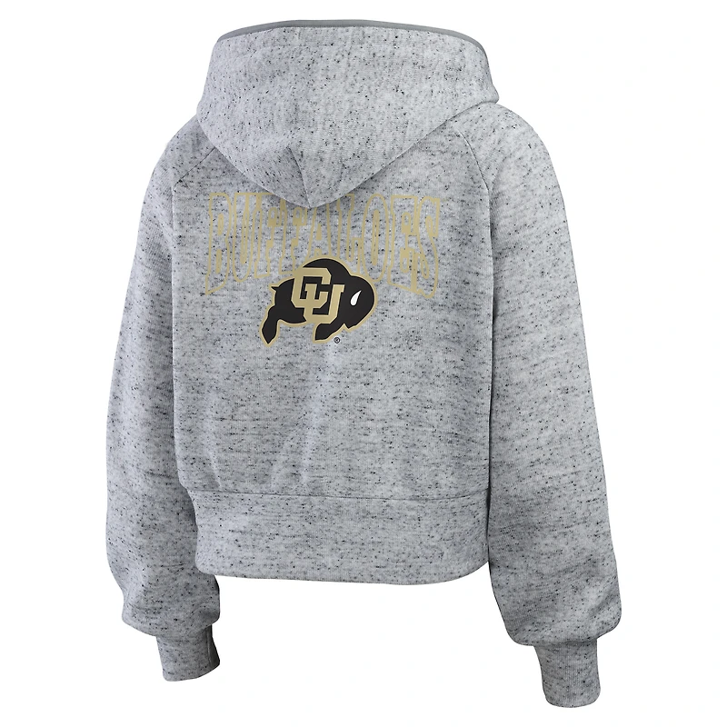 Sweat à capuche zippé double-hit raglan Speckle pour femme WEAR by Erin Andrews Heather Gray des Colorado Buffaloes