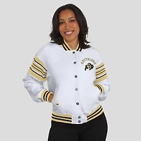 Women's WEAR by Erin Andrews White/Gold Colorado Buffaloes Satin Stitch Full-Snap Fleece Sweatshirt Jacket