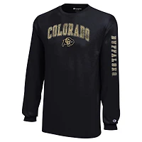 Youth Champion Black Colorado Buffaloes Distressed Arch Over Logo Long Sleeve T-Shirt