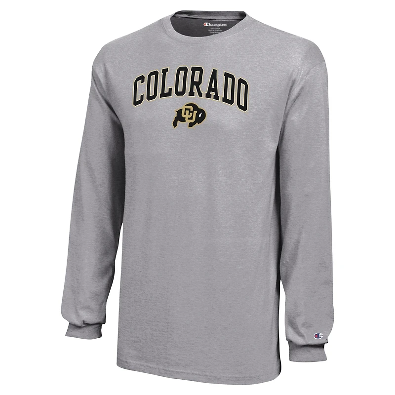 T-shirt à manches longues avec Logo Arch Over des Colorado Buffaloes gris Champion pour les jeunes