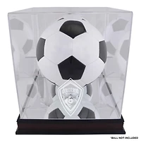 Vitrine de présentation de ballon de football avec logo de l'équipe en acajou des Colorado Rapids