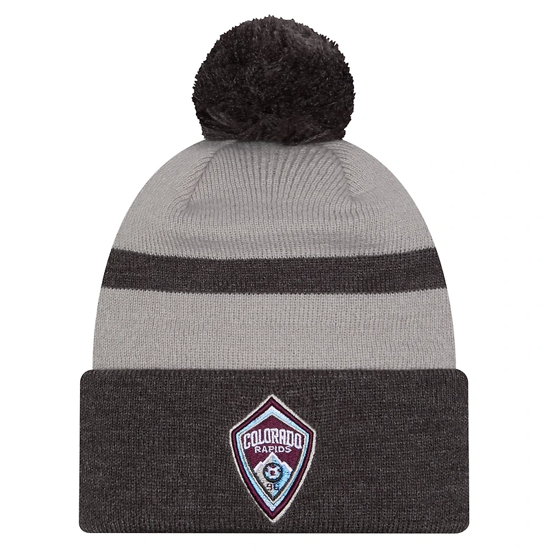 Bonnet en tricot à revers avec pompon Colorado Rapids 2025 Kickoff de New Era pour homme, noir