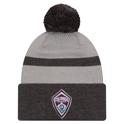 Bonnet en tricot à revers avec pompon Colorado Rapids 2025 Kickoff de New Era pour homme, noir