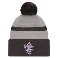 Bonnet en tricot à revers avec pompon Colorado Rapids 2025 Kickoff de New Era pour homme, noir