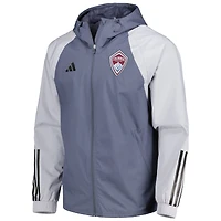 Men's adidas Charcoal Colorado Rapids All-Weather Raglan Hoodie Full-Zip Jacket
