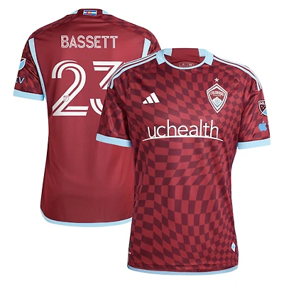 Men's adidas Cole Bassett Burgundy Colorado Rapids 2024 One Flag Kit Authentic Player Jersey