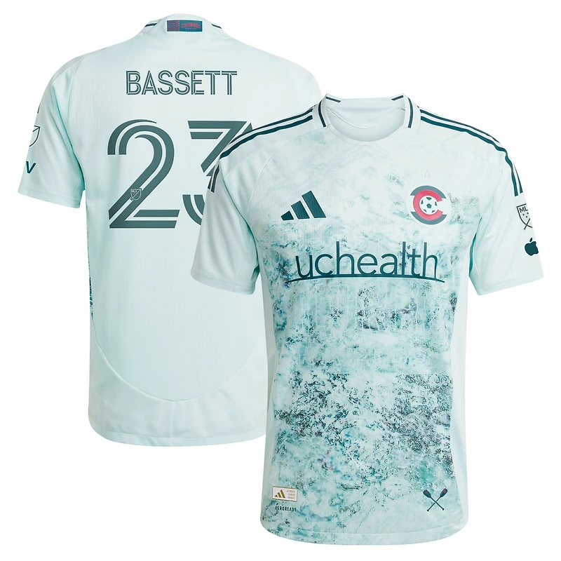 Maillot de joueur authentique adidas Cole Bassett Colorado Rapids 2025 Headwaters pour homme, vert