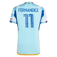 Maillot de joueur authentique adidas Omir Fernandez pour hommes, bleu clair, Colorado Rapids 2024 New Day Kit