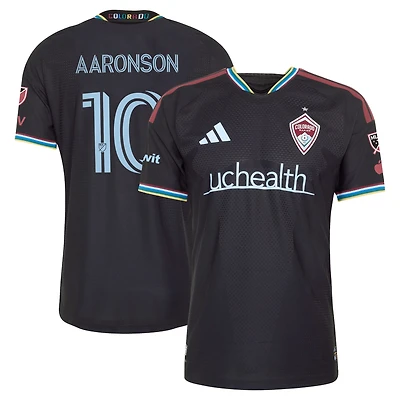 Men's adidas Paxten Aaronson Black Colorado Rapids 2026 Colorful On-Field Authentic Patch Jersey