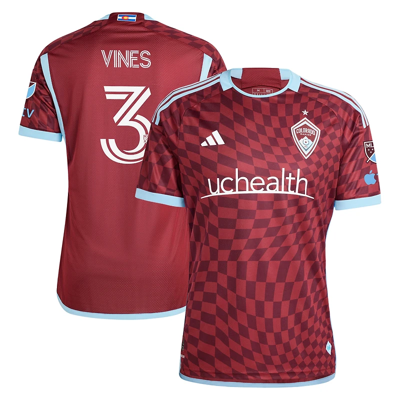 Men's adidas Sam Vines Burgundy Colorado Rapids 2024 One Flag Kit Authentic Player Jersey