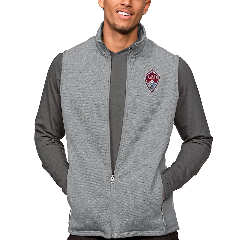 Gilet zippé intégral pour homme, gris Antigua, avec logo de l'équipe principale des Colorado Rapids