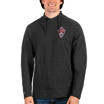 Sweat-shirt à encolure croisée pour homme, coloris noir chiné, style Colorado Rapids Reward, Antigua