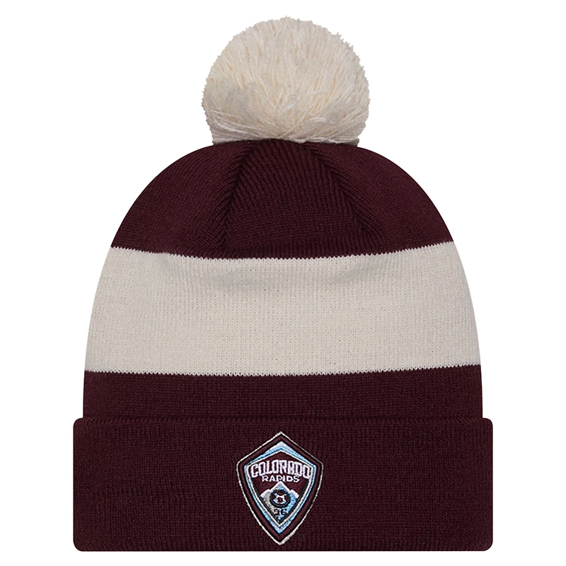 Men's New Era Burgundy Colorado Rapids 2024 Kick Off Collection Cuffed Knit Hat with Pom