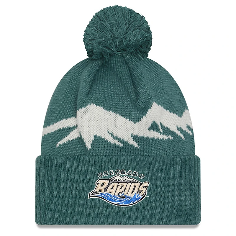 Bonnet tricoté à revers et pompon New Era vert Colorado Rapids 2025 pour homme