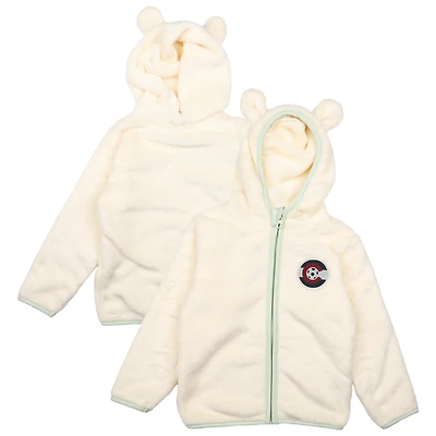 Sweat à capuche zippé Teddy Tie-Breaker Colorado Rapids de couleur crème pour tout-petits