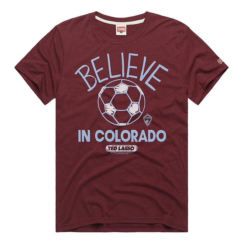 Unisex Homage  Burgundy Colorado Rapids MLS x Ted Lasso Believe Graphic Tri-Blend T-Shirt