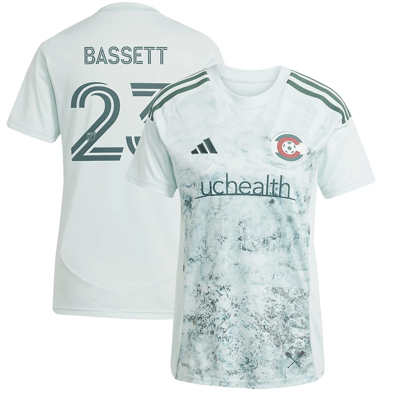 Women's adidas Cole Bassett Green Colorado Rapids 2025 Headwaters Replica Player Jersey