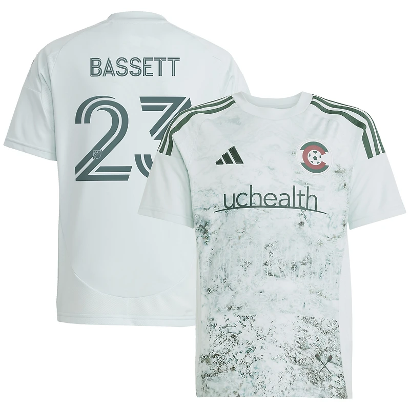 Youth adidas Cole Bassett Green Colorado Rapids 2025 Headwaters Replica Player Jersey