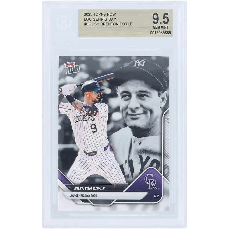 Carte Brenton Doyle Colorado Rockies 2025 Topps Now Lou Gehrig Day #LGD-SH authentifiée BGS 9.5