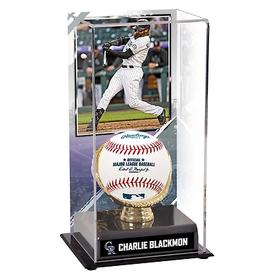 Vitrine de gants dorés des Colorado Rockies de Charlie Blackmon avec image