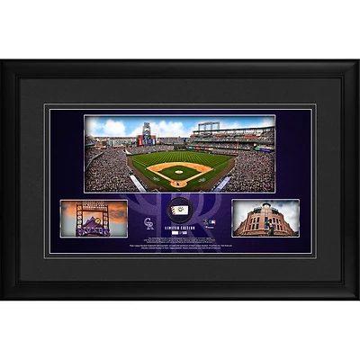 Colorado Rockies Framed 10" x 18" Stadium Panoramic Collage with a Piece of Game-Used Baseball - Limited Edition of 500