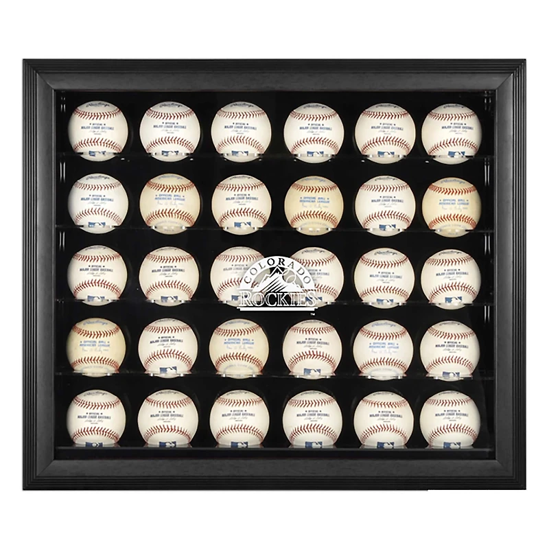 Colorado Rockies Logo Black Framed 30-Ball Display Case