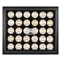 Vitrine à 30 boules de baseball avec logo des Colorado Rockies, encadrée en noir