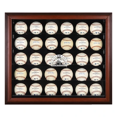 Colorado Rockies Logo Mahogany Framed 30-Ball Display Case