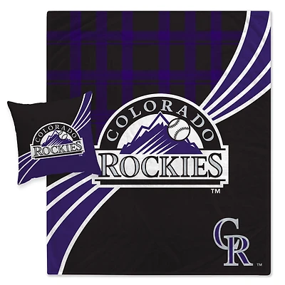 Colorado Rockies Plaid Wave Ensemble de couverture légère et oreiller