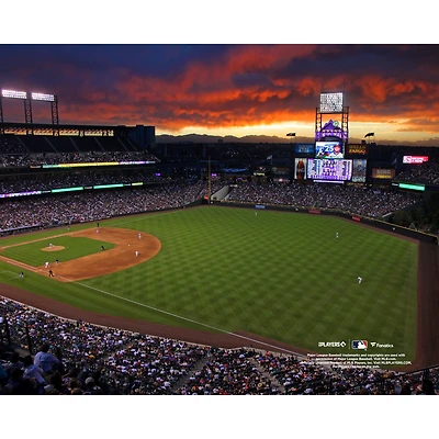Photographie non signée du coucher de soleil champ droit des Coors Field Rockies Colorado