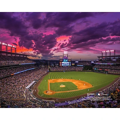 Photographie non signée du Coors Field des Rockies Colorado au coucher soleil