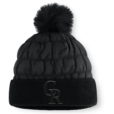 Fanatics Black Colorado Rockies Nightcap Cuffed Knit Hat with Pom