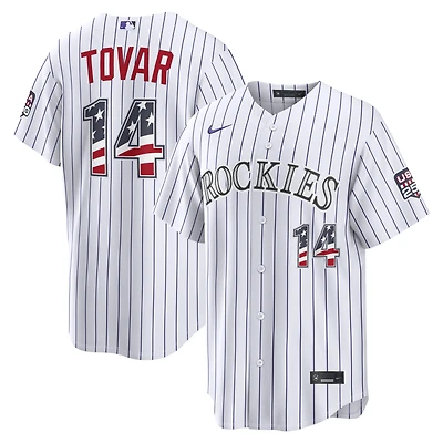 Fourth of July Men's Colorado Rockies Ezequiel Tovar Nike White USA 250 Stadium Jersey