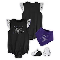 Ensemble bavoir et chaussons pour nouveau-nés bébés Colorado Rockies noir 3 pièces