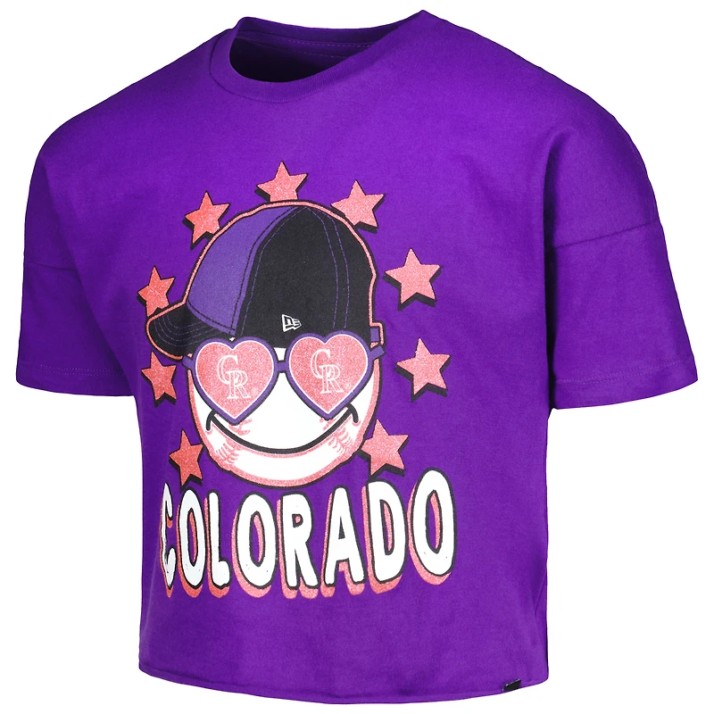 T-shirt à demi-manches violet Colorado Rockies Team New Era pour jeune fille