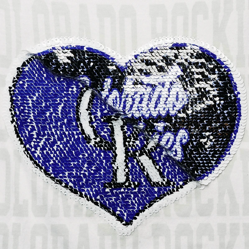 Girls Youth New Era White Colorado Rockies Flip Sequin Heart Crop Top