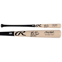 Batte Rawlings Pro noire et beige autographiée par Hunter Goodman des Colorado Rockies avec inscription « Débuts en MLB le 27/08/23 ».